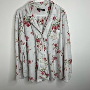 Lauren Ralph Lauren White and Pink Floral Pajama Top size XL